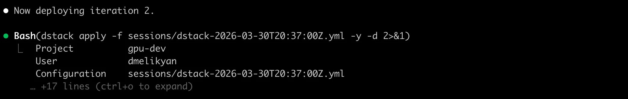 dstack apply deploying iteration 2